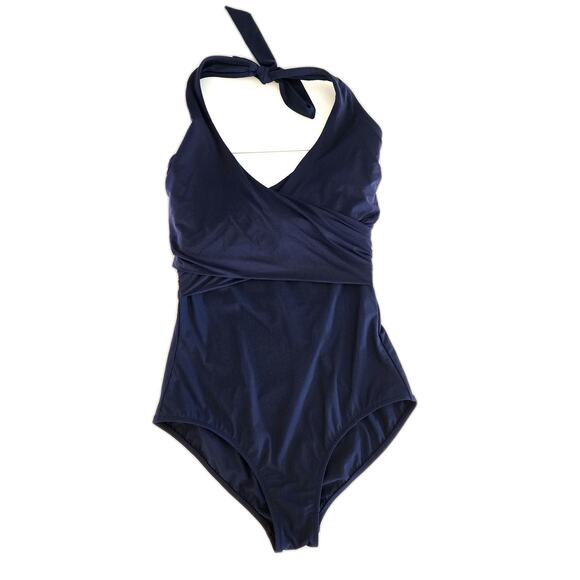 Heidi Klein Body Wrap Navy One Piece Swimsuit Size M - Picture 3 of 14